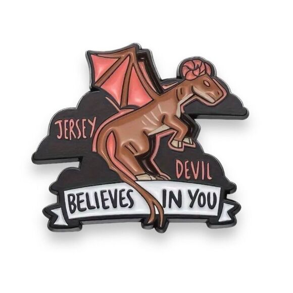 New Jersey Devil Believes In You Enamel Pin Cryptic Myth Legend Scary Monster - Picture 2 of 4